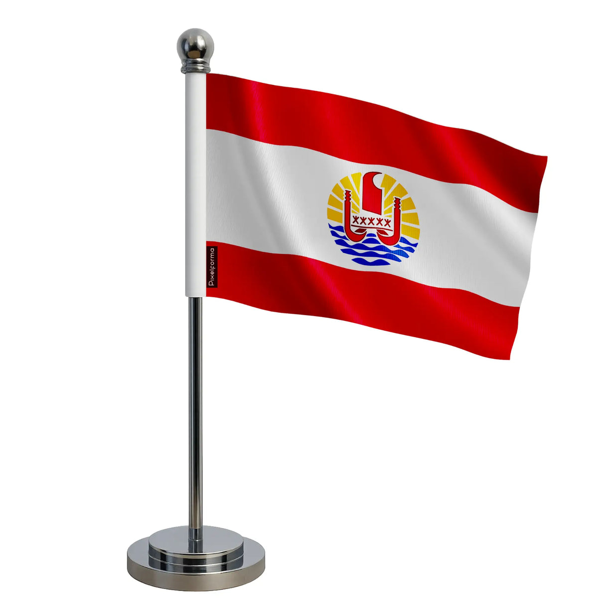 Drapeau bureau polynésie française polyester socle inoxydable
