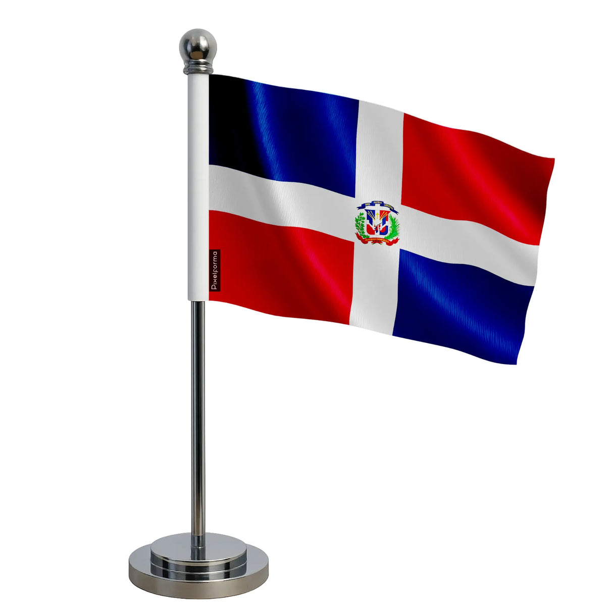 Drapeau bureau république dominicaine polyester socle acier
