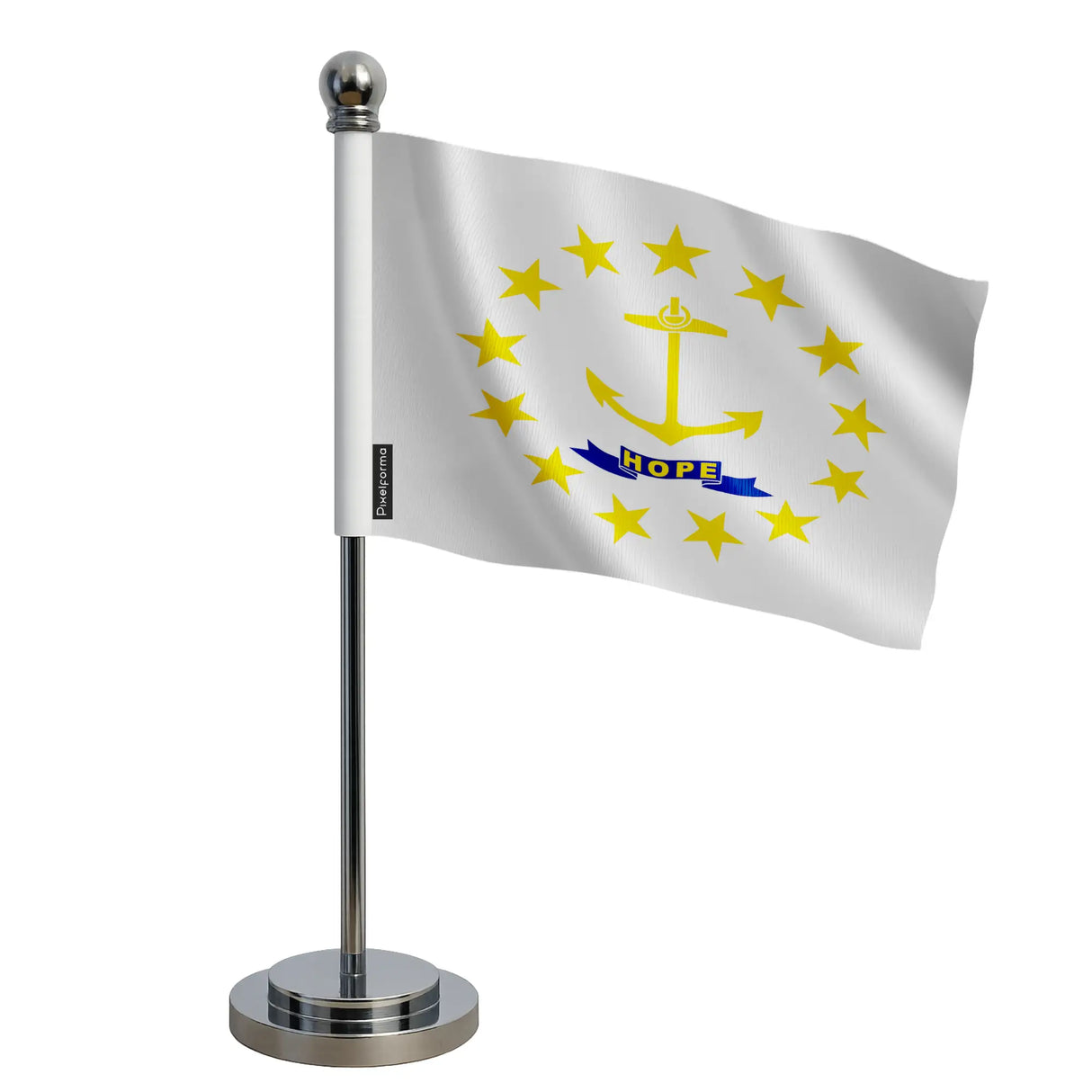 Drapeau bureau rhode island polyester socle acier inoxydable