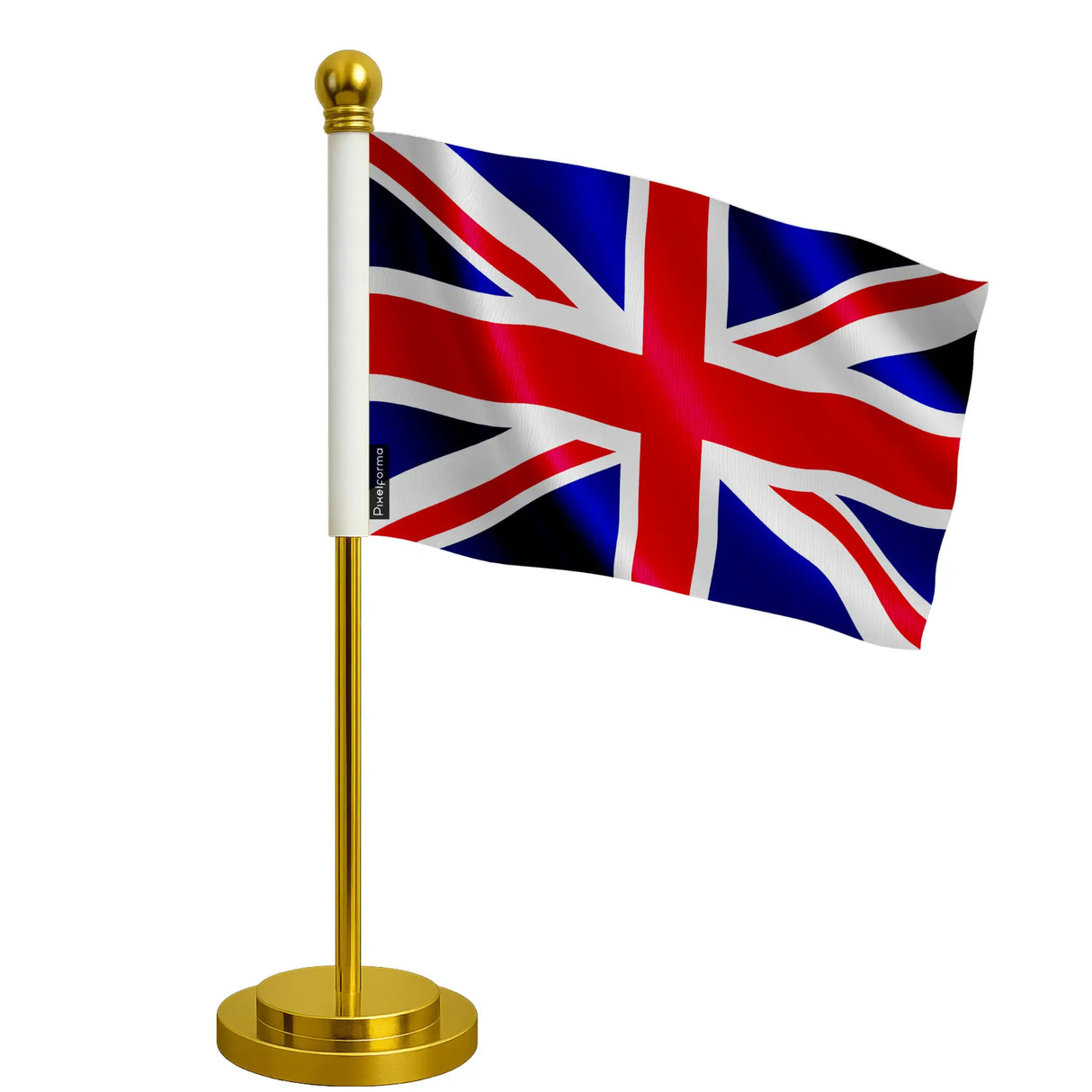 Drapeau bureau royaume-uni polyester socle acier inoxydable