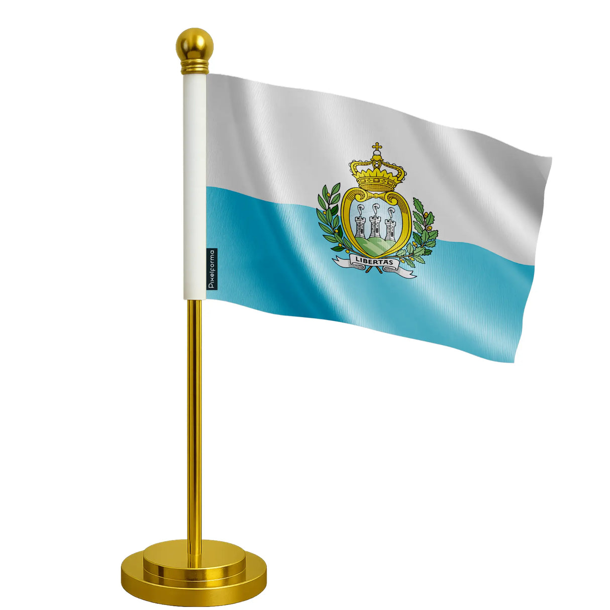 Drapeau bureau saint-marin polyester socle acier inoxydable