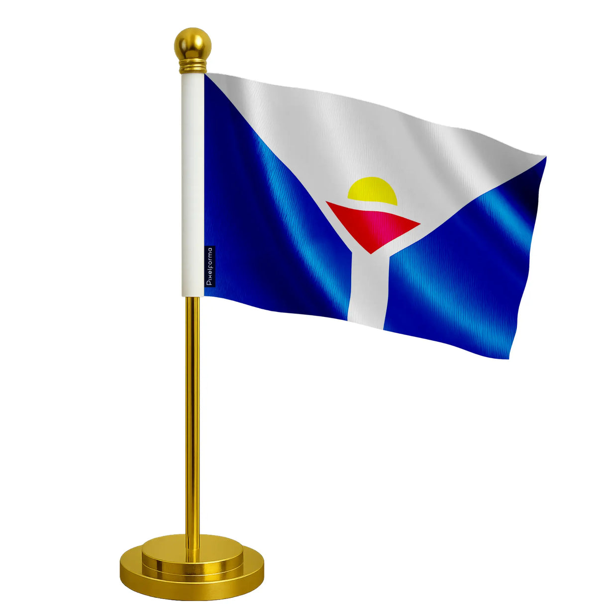 Drapeau bureau saint-martin polyester socle acier inoxydable