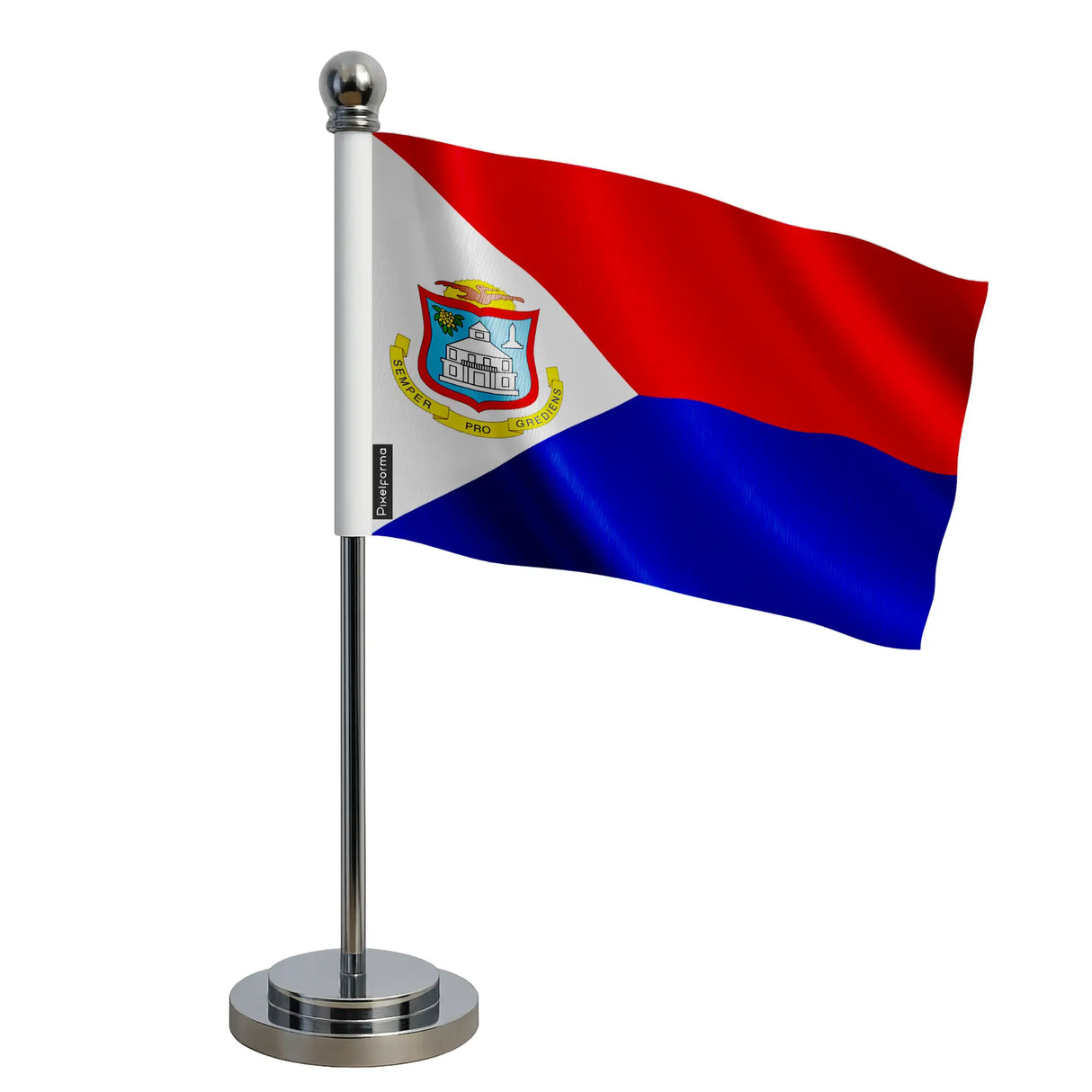Drapeau bureau saint-martin polyester socle acier inoxydable