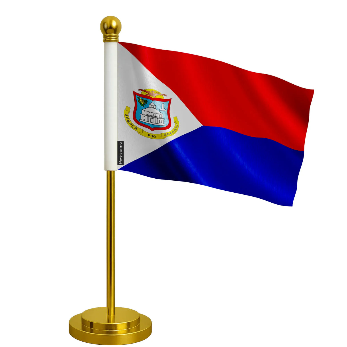 Drapeau bureau saint-martin polyester socle acier inoxydable