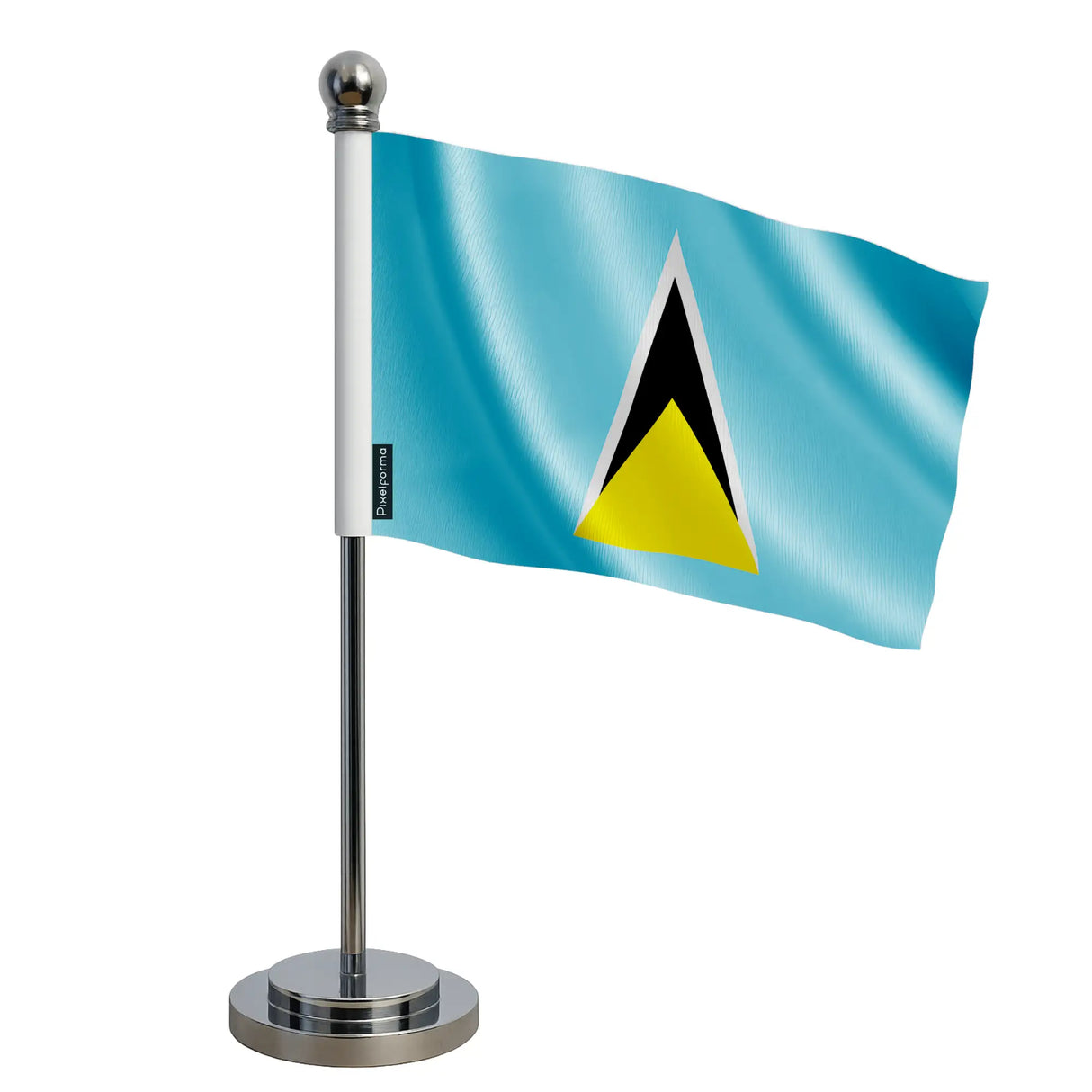 Drapeau bureau sainte-lucie polyester socle acier inoxydable