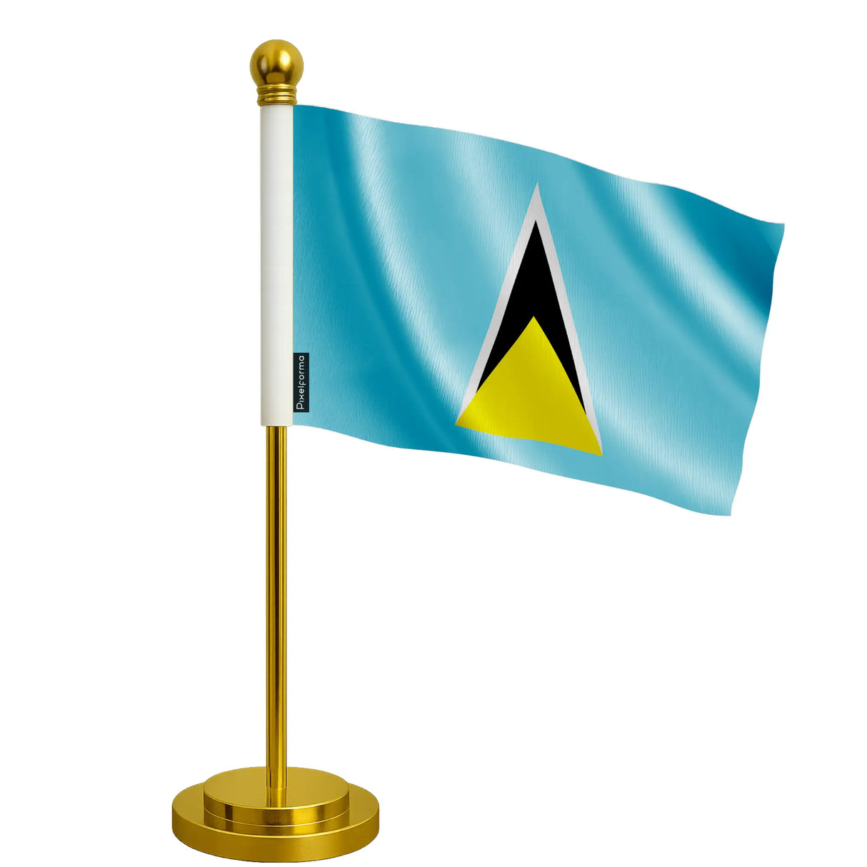 Drapeau bureau sainte-lucie polyester socle acier inoxydable