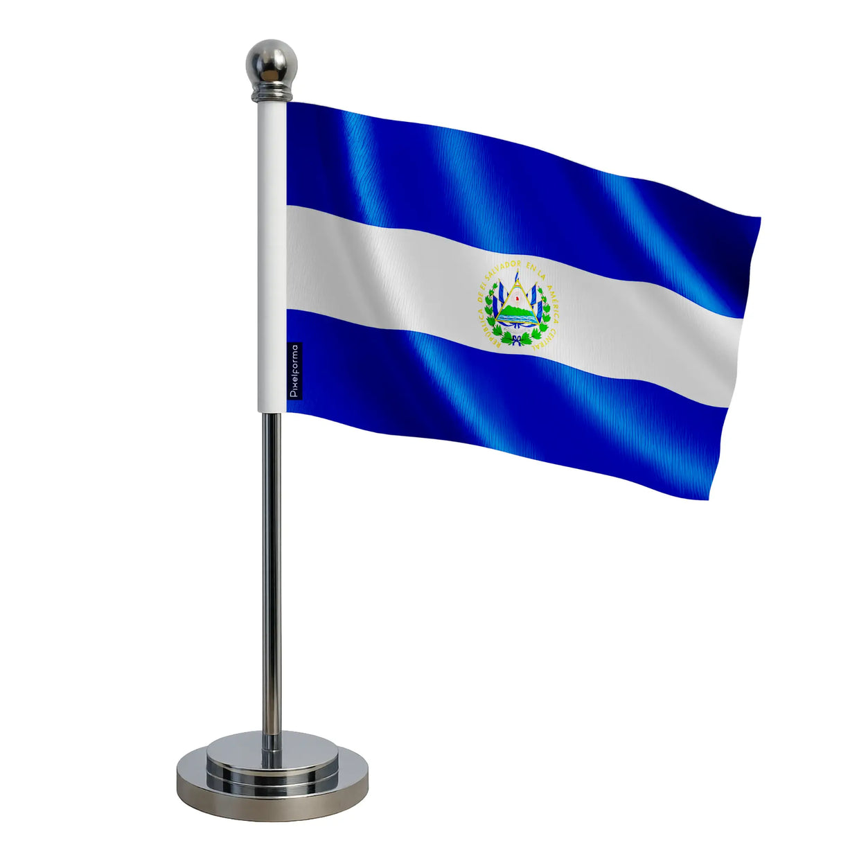 Drapeau bureau salvador polyester socle acier inoxydable
