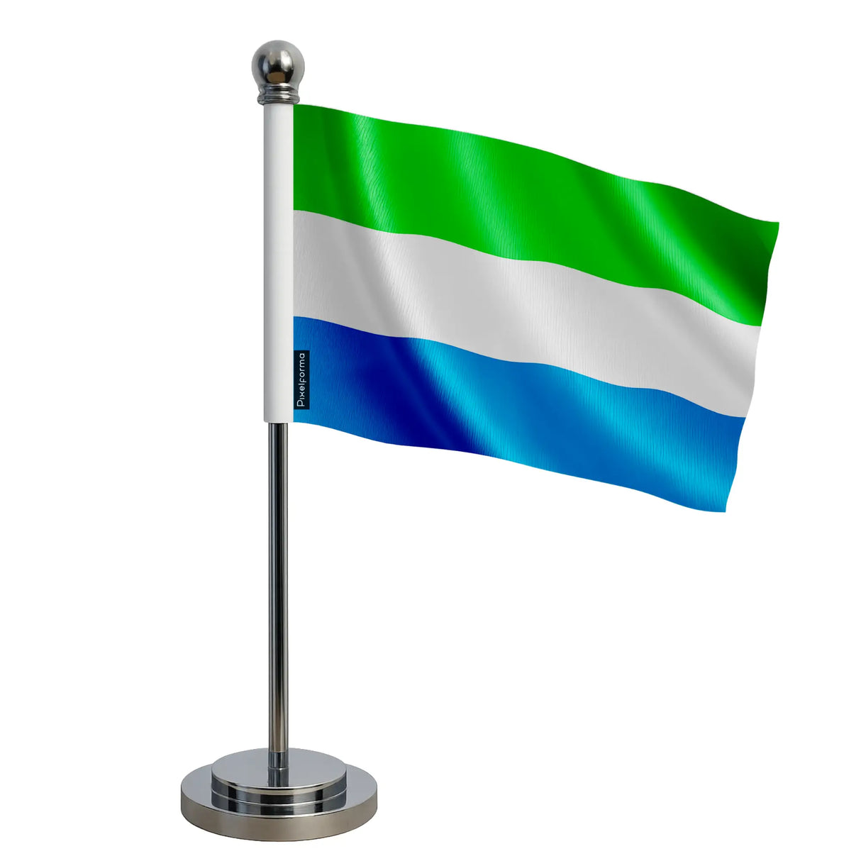 Drapeau bureau sierra leone polyester socle acier inoxydable