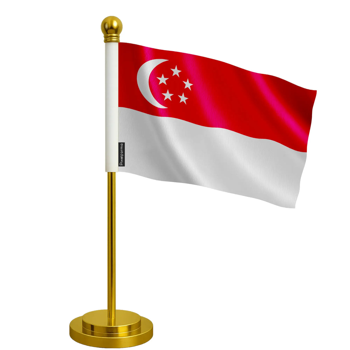 Drapeau bureau singapour polyester socle acier inoxydable