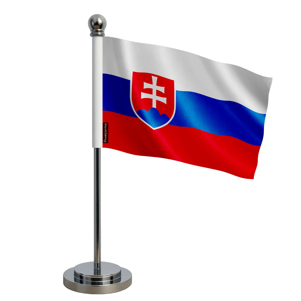 Drapeau bureau slovaquie polyester socle acier inoxydable