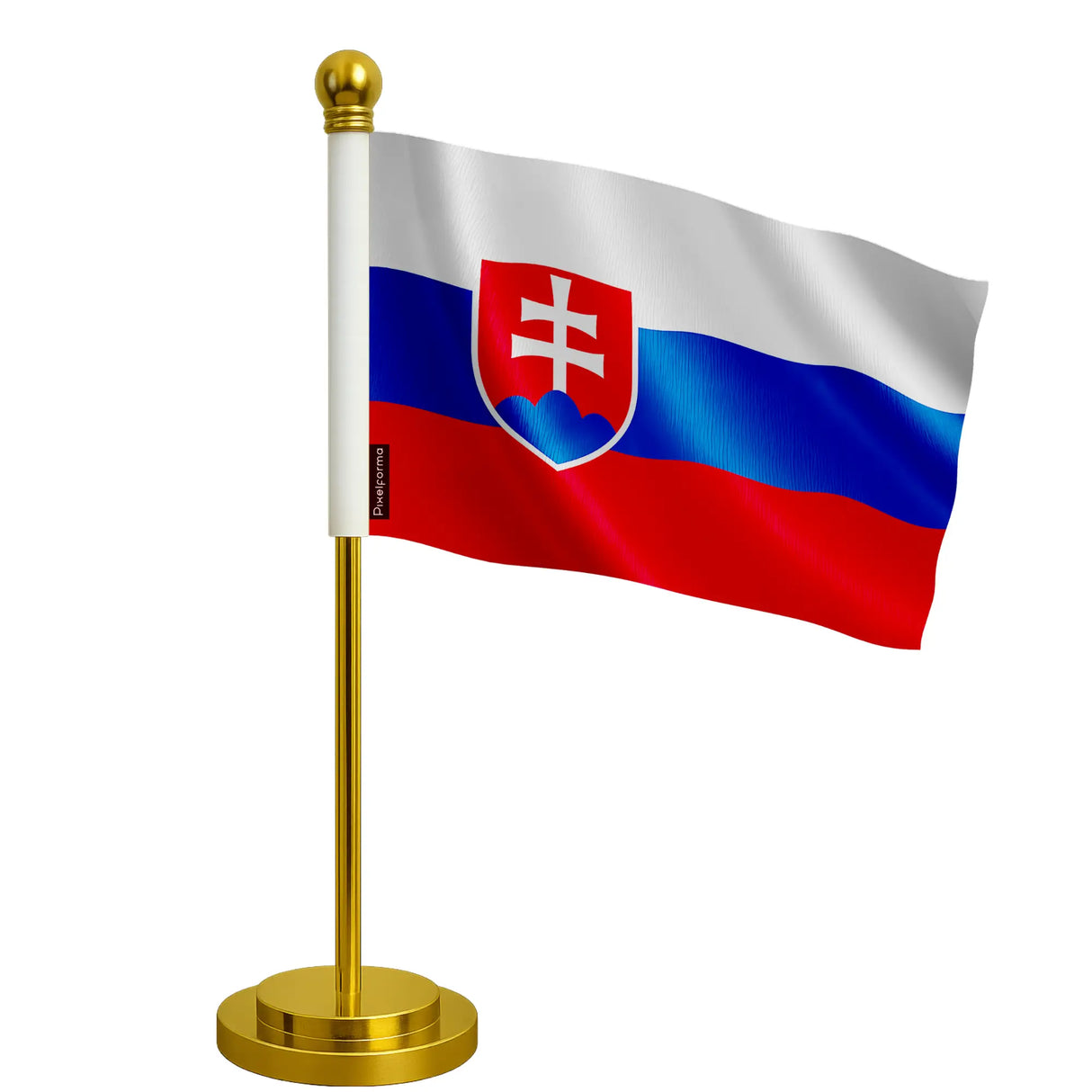 Drapeau bureau slovaquie polyester socle acier inoxydable