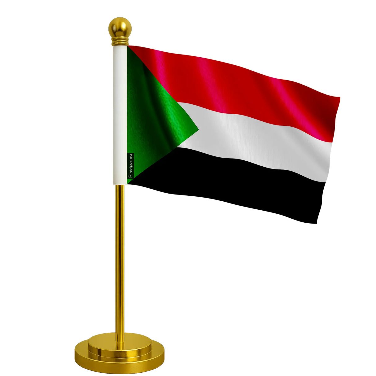 Drapeau bureau soudan polyester avec socle acier inoxydable