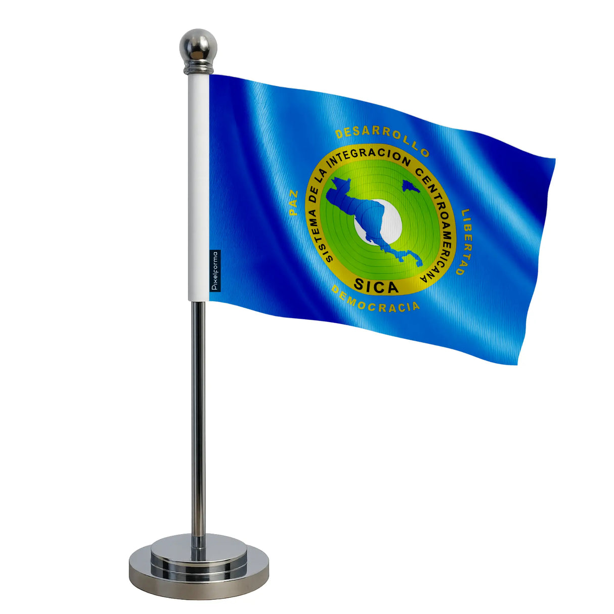 Drapeau bureau système d’intégration polyester socle acier