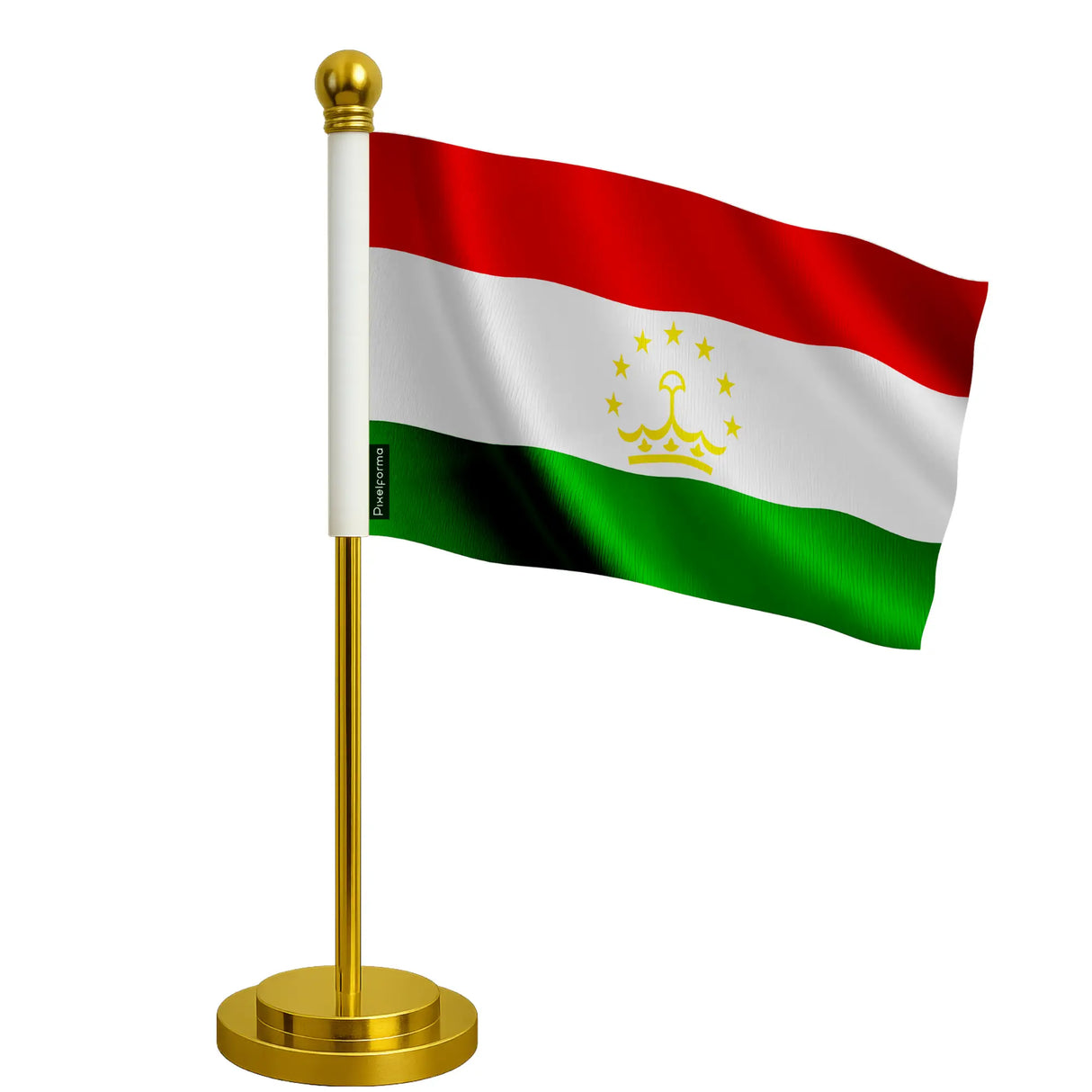 Drapeau bureau tadjikistan polyester socle acier inoxydable