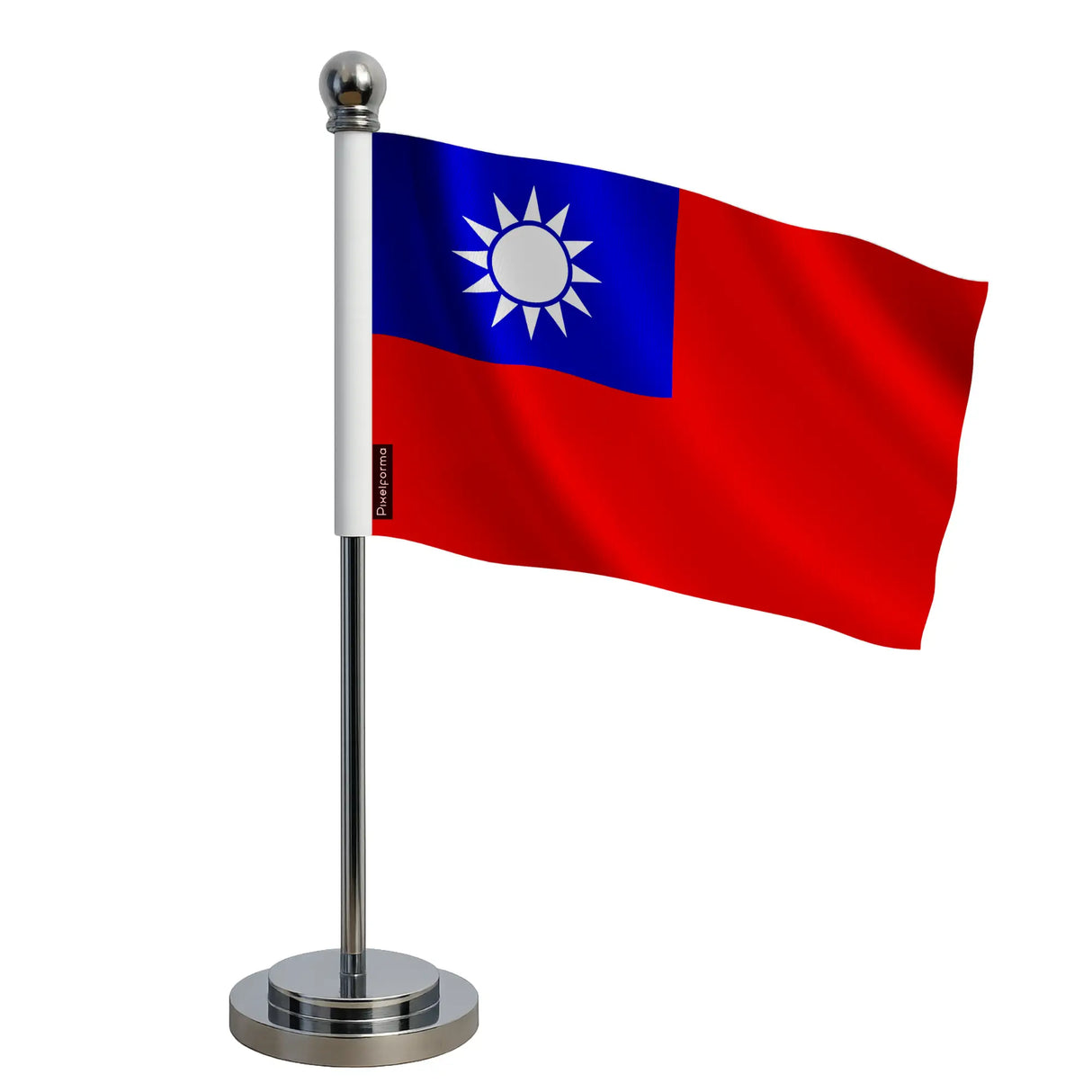 Drapeau bureau taïwan polyester avec socle acier inoxydable