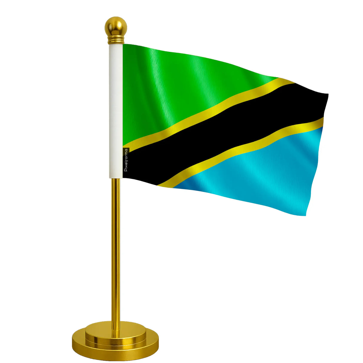 Drapeau bureau tanzanie polyester base acier inoxydable