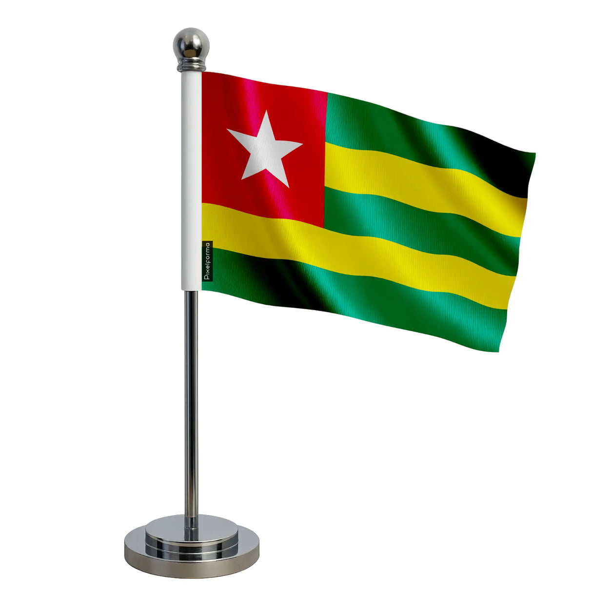 Drapeau bureau togo polyester avec socle acier inoxydable
