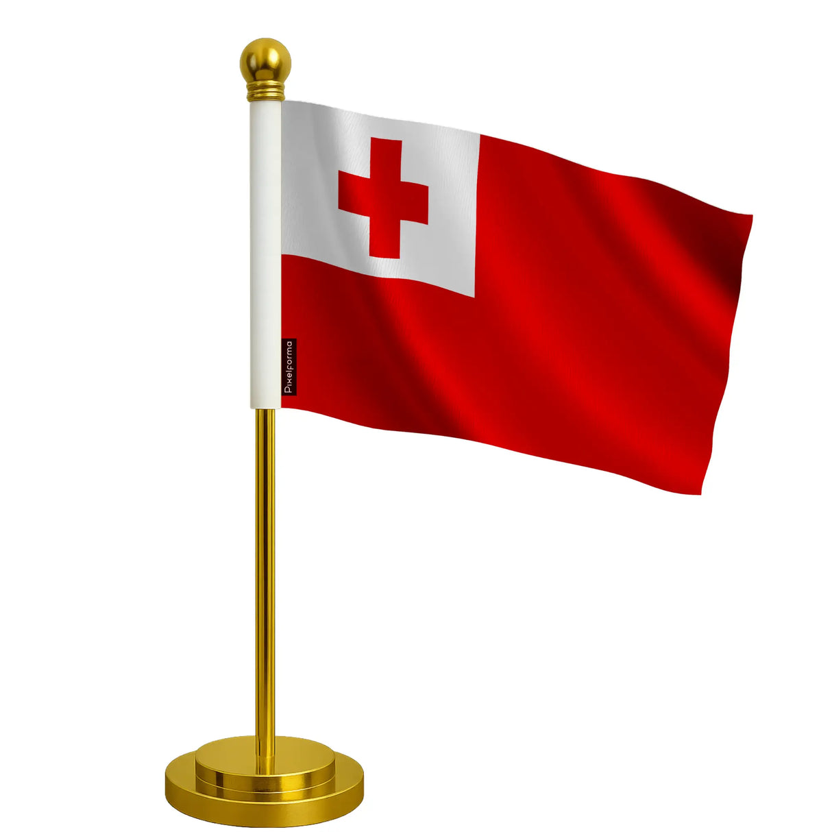 Drapeau bureau tonga polyester socle acier inoxydable