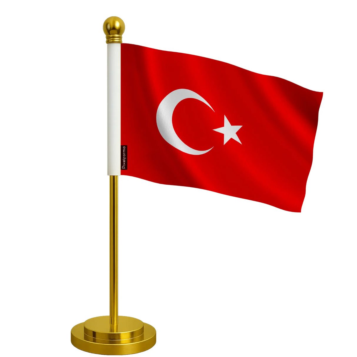 Drapeau bureau turquie polyester socle acier inoxydable
