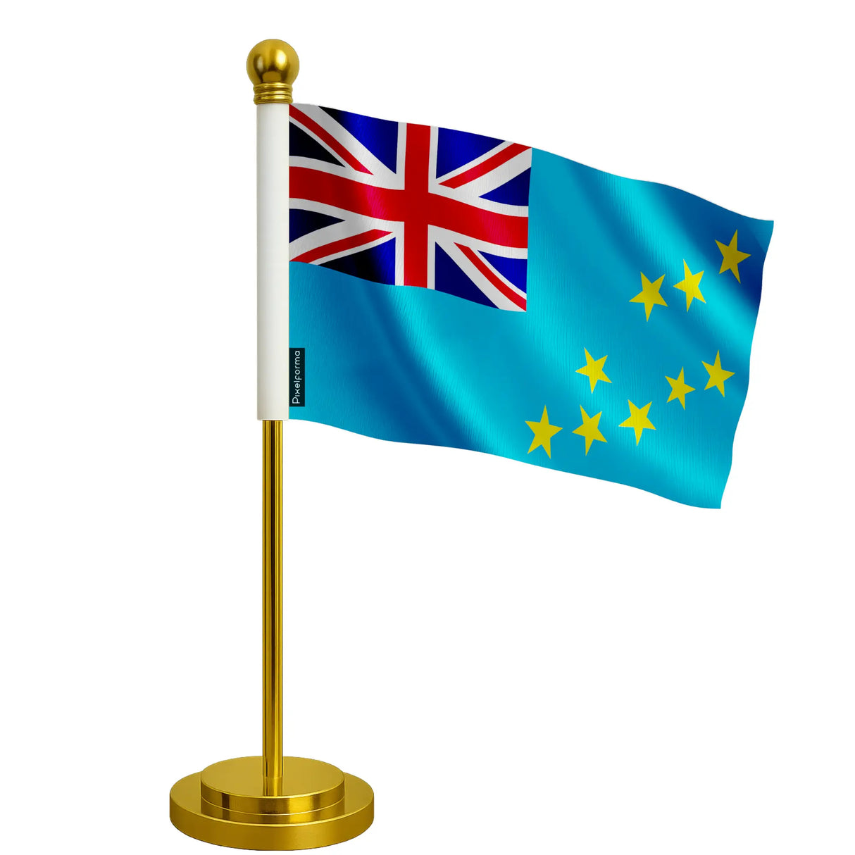 Drapeau bureau tuvalu polyester socle acier inoxydable