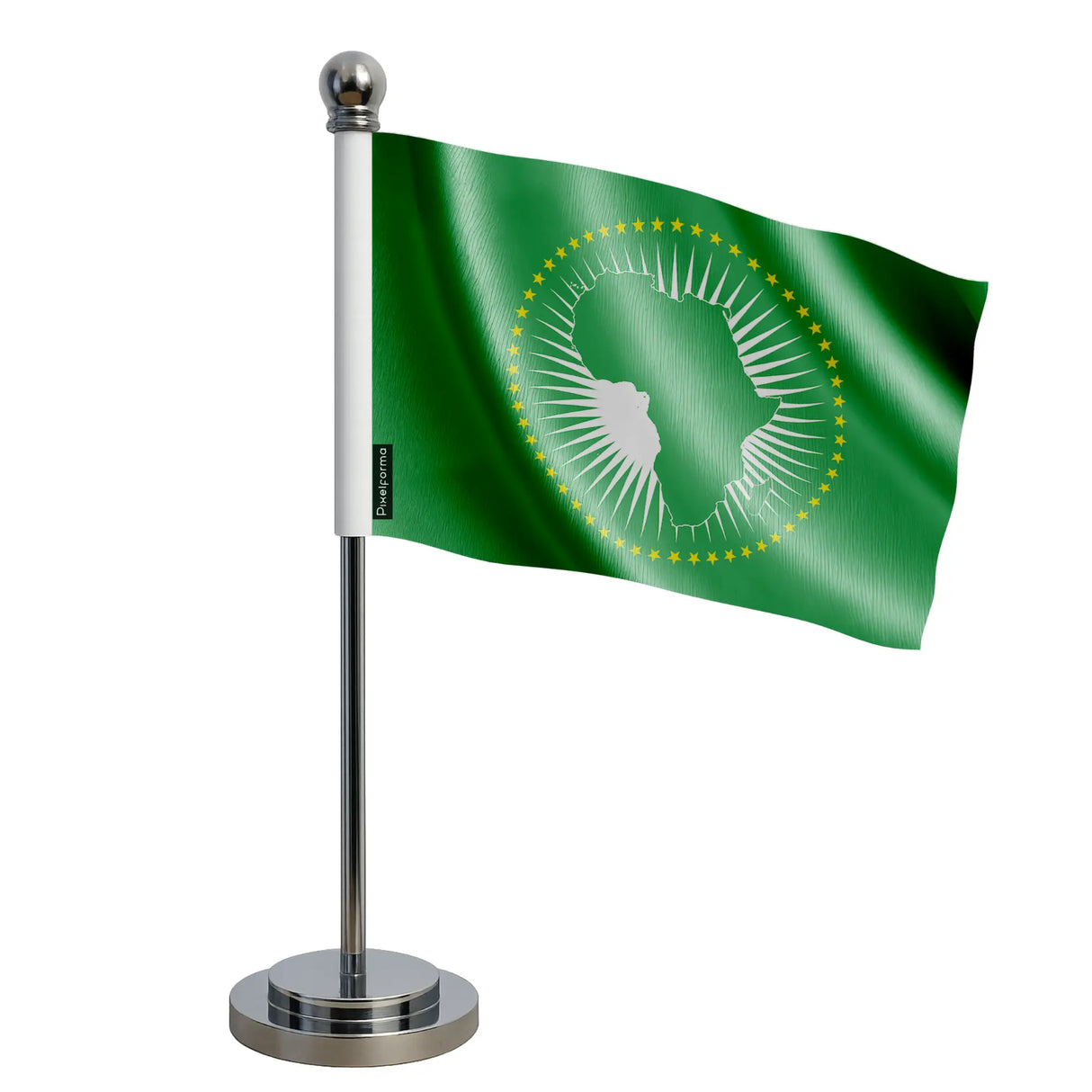 Drapeau bureau union africaine polyester socle acier inoxydable