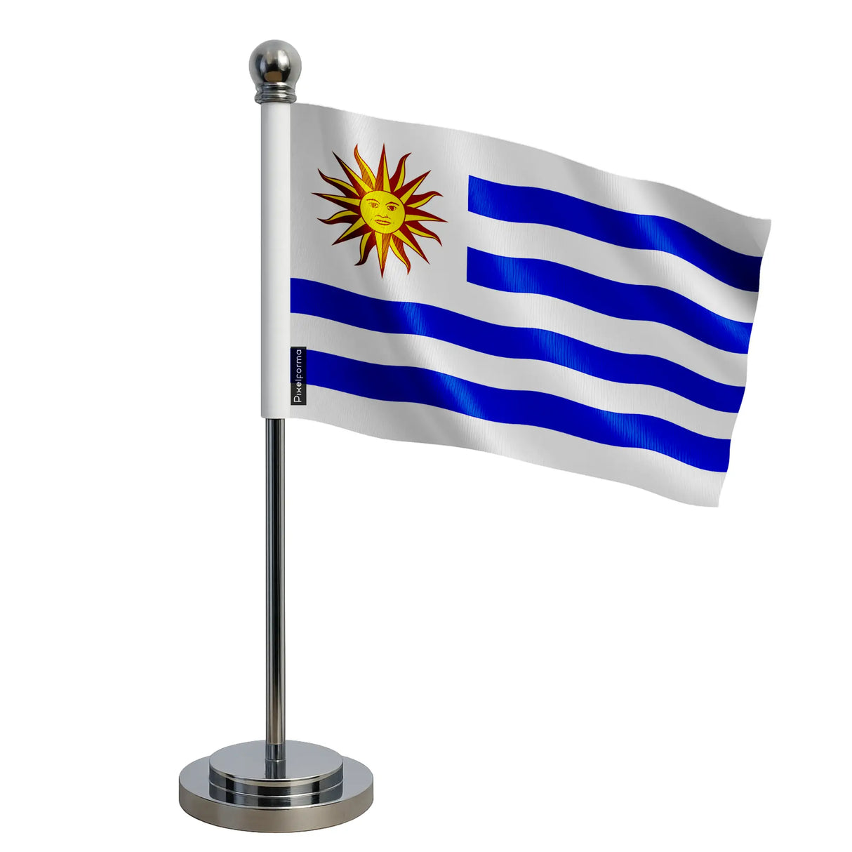 Drapeau bureau uruguay polyester socle acier inoxydable