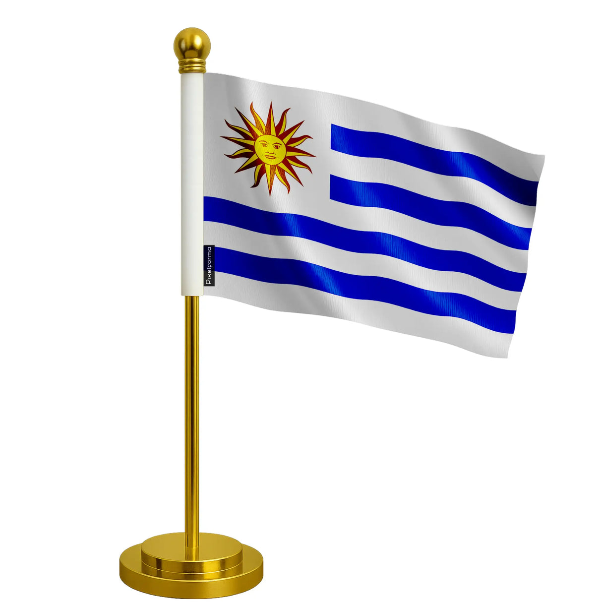 Drapeau bureau uruguay polyester socle acier inoxydable