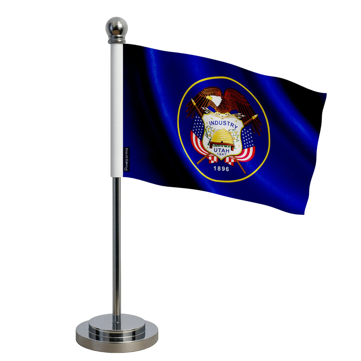 Drapeau bureau utah polyester avec socle acier inoxydable