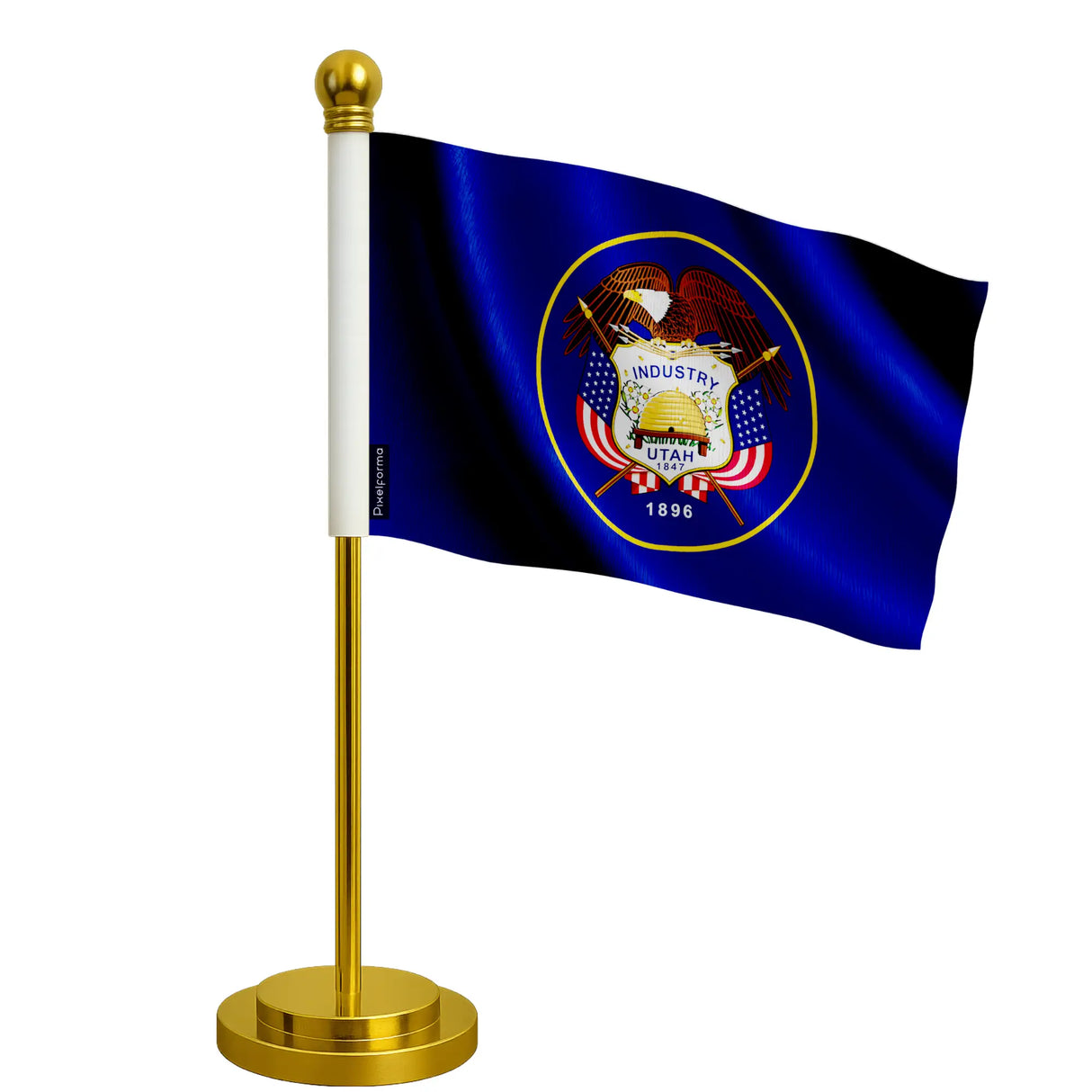 Drapeau bureau utah polyester socle acier inoxydable