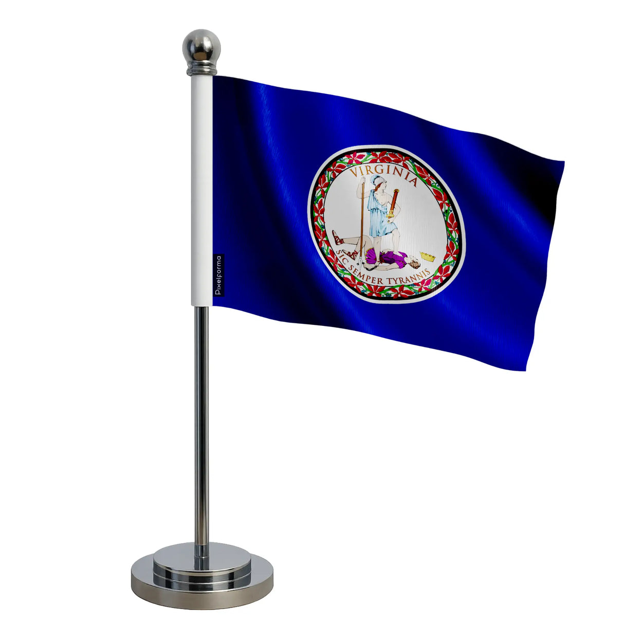Drapeau bureau virginie polyester socle acier inoxydable