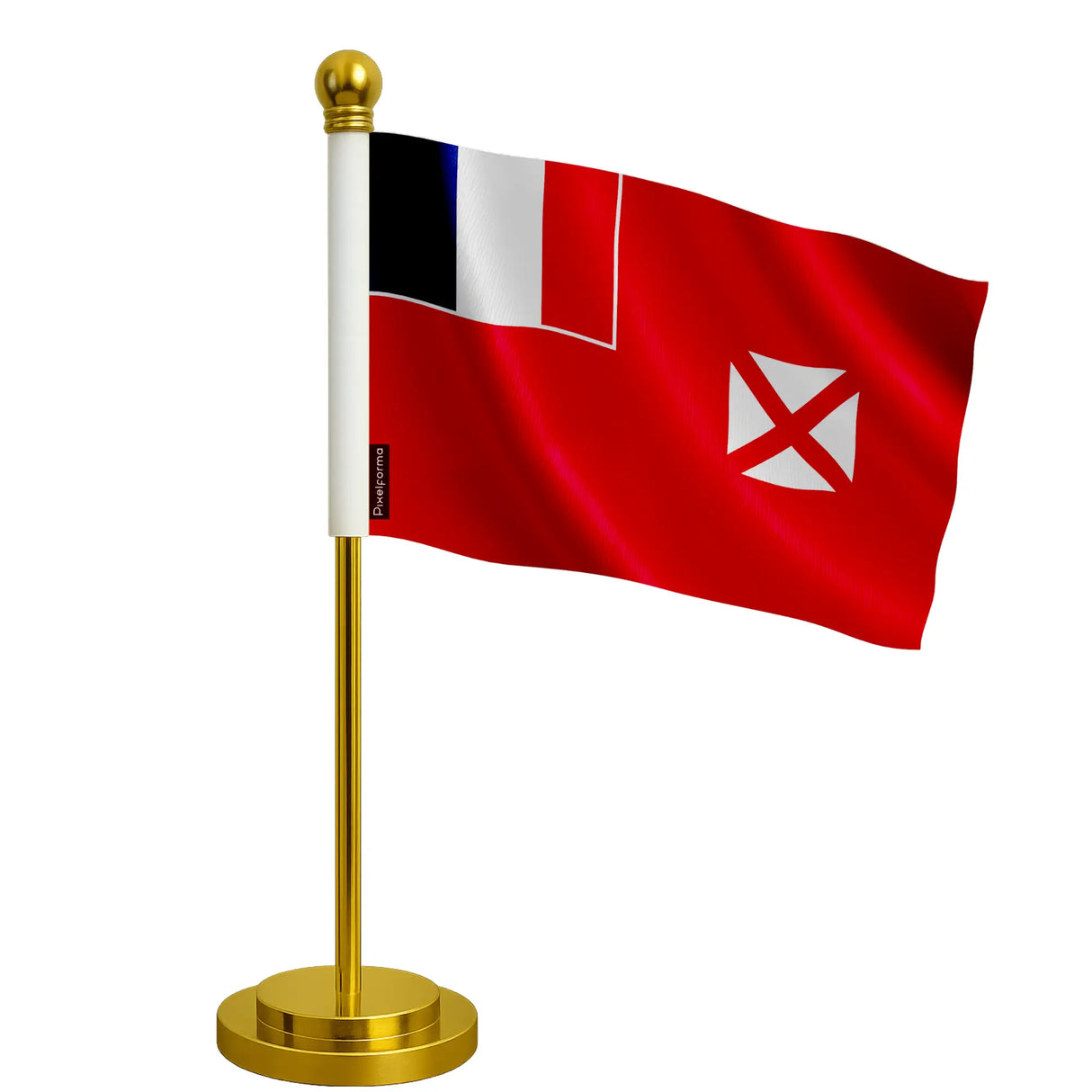 Drapeau bureau wallis-et-futuna polyester socle acier inoxydable
