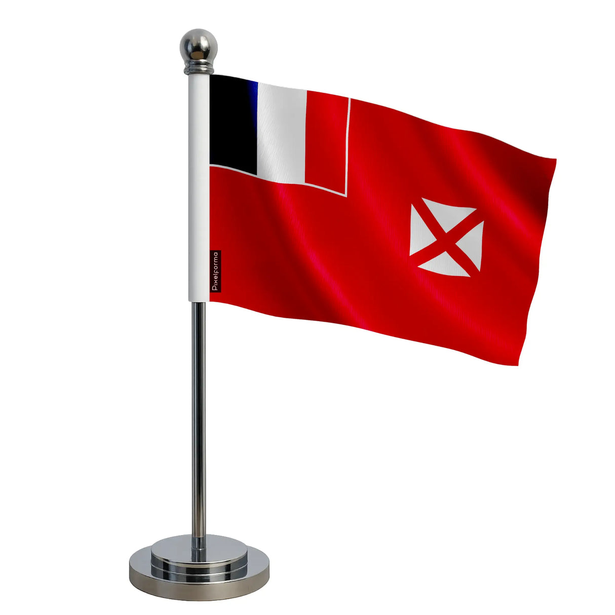 Drapeau bureau wallis-et-futuna polyester socle inoxydable