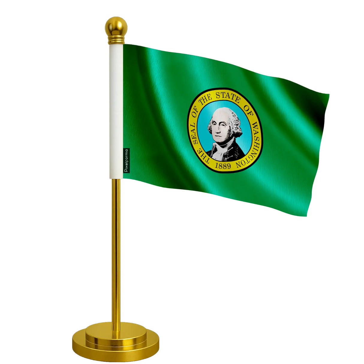 Drapeau bureau washington polyester avec socle acier inoxydable