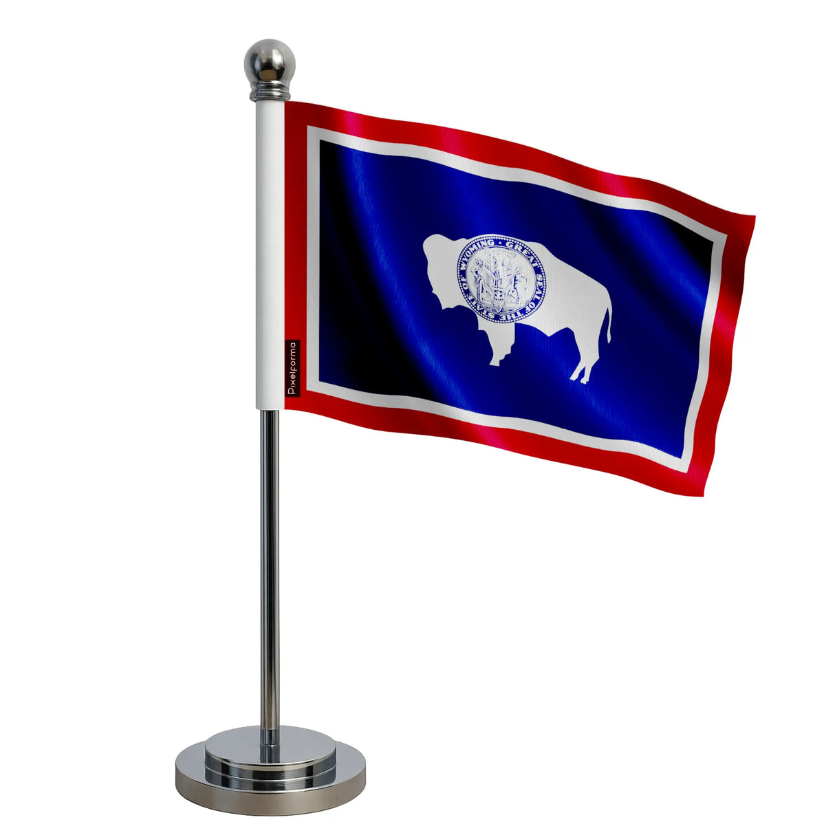 Drapeau bureau wyoming polyester avec socle acier inoxydable