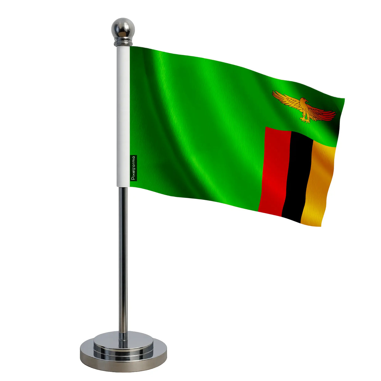 Drapeau bureau zambie polyester socle acier inoxydable