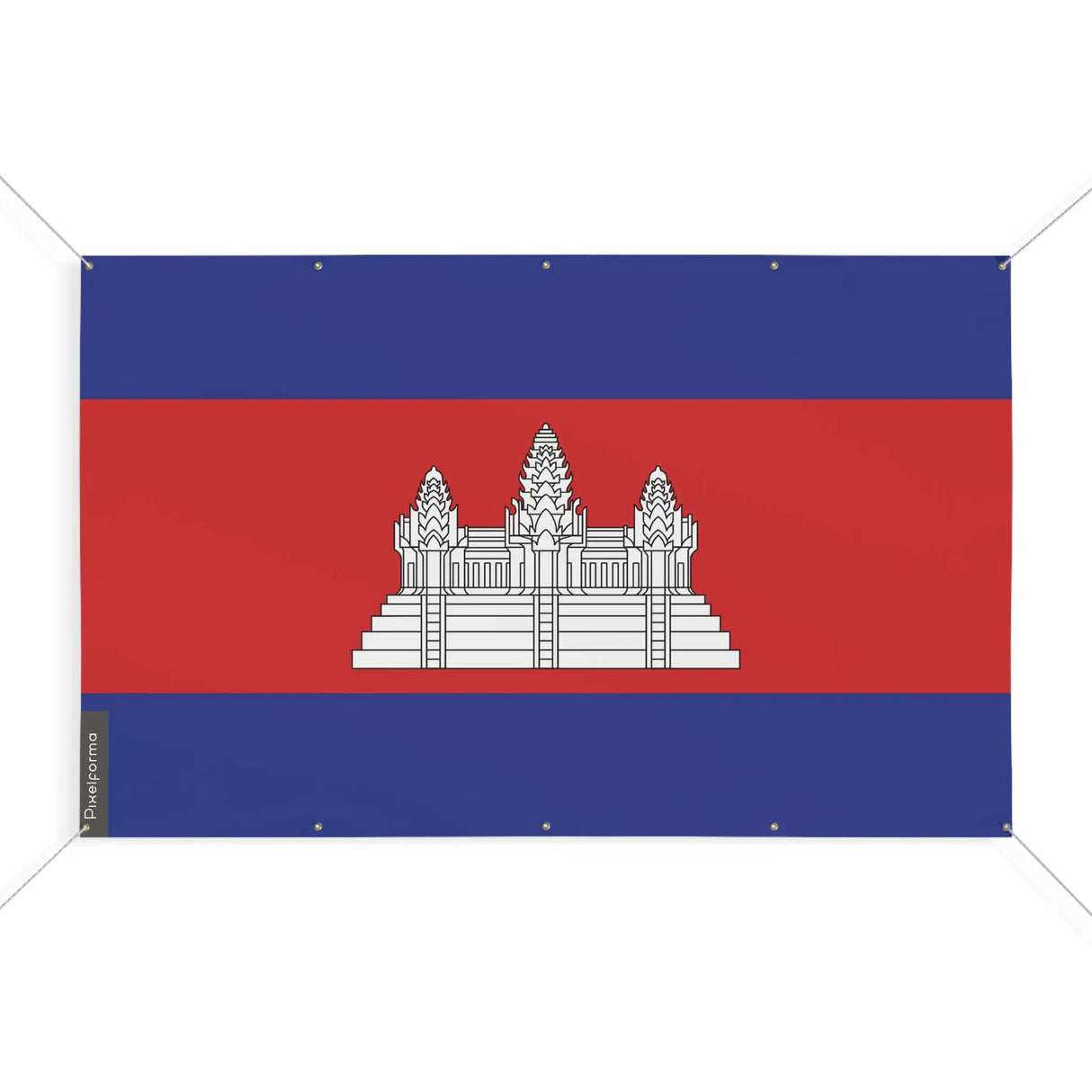 Drapeau cambodge en polyester résistant avec œillets