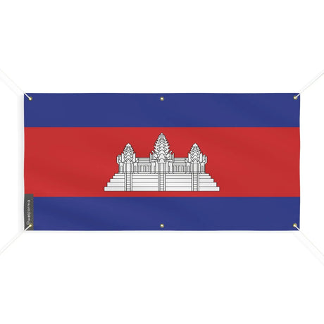 Drapeau cambodge polyester résistant avec 6 œillets