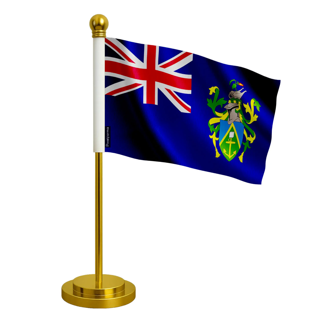 Drapeau de bureau îles pitcairn polyester socle acier