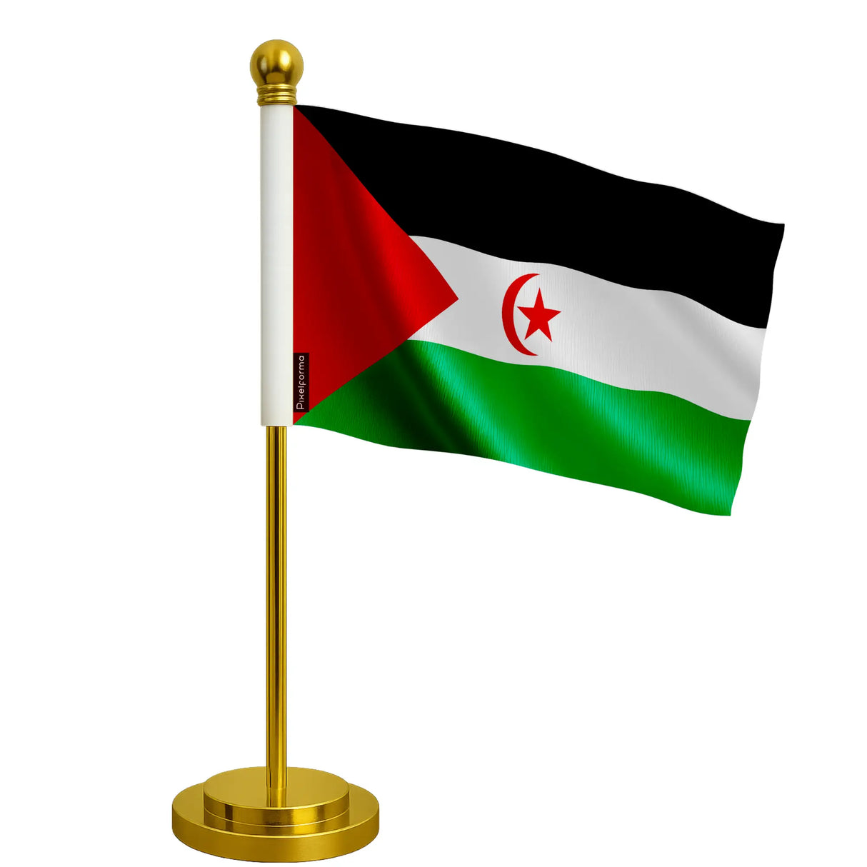 Drapeau de bureau sahara occidental polyester socle acier