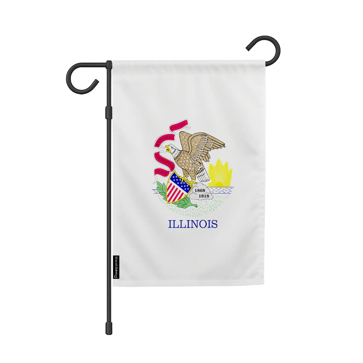 Drapeau de jardin illinois en polyester résistant horizontal