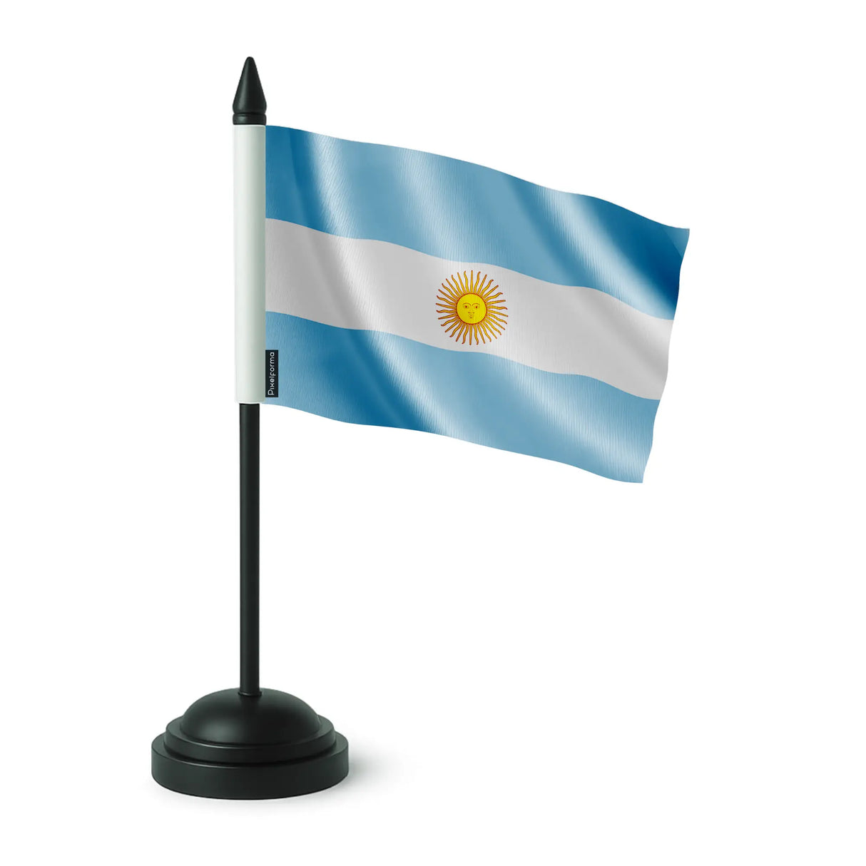 Drapeau de table argentine en polyester socle plastique noir