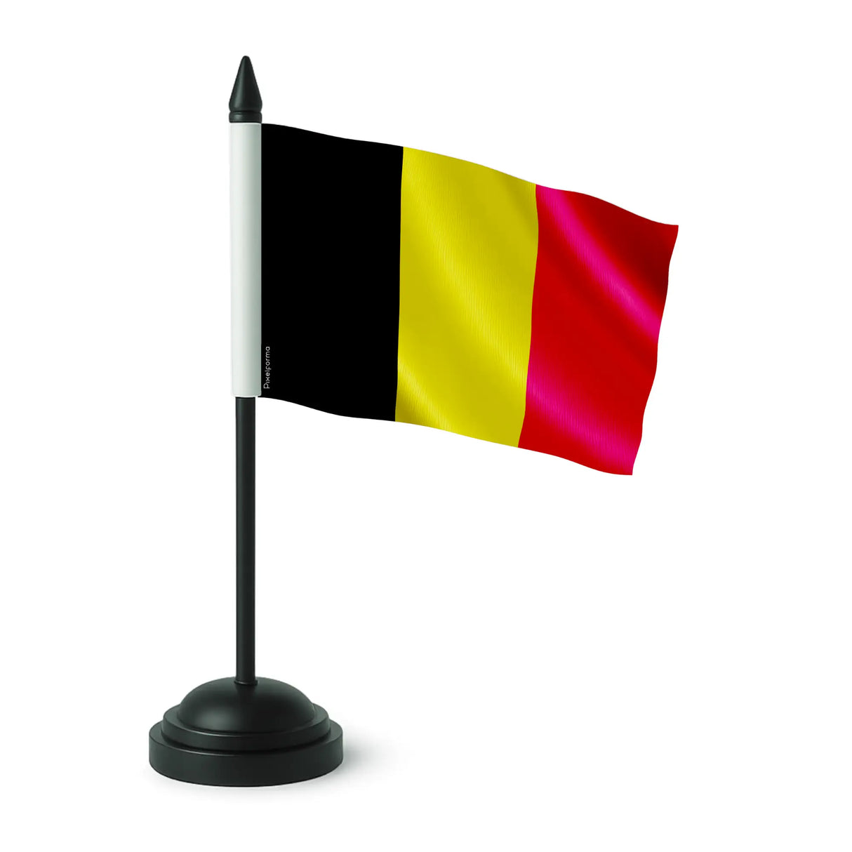 Drapeau de table belgique en polyester socle plastique noir