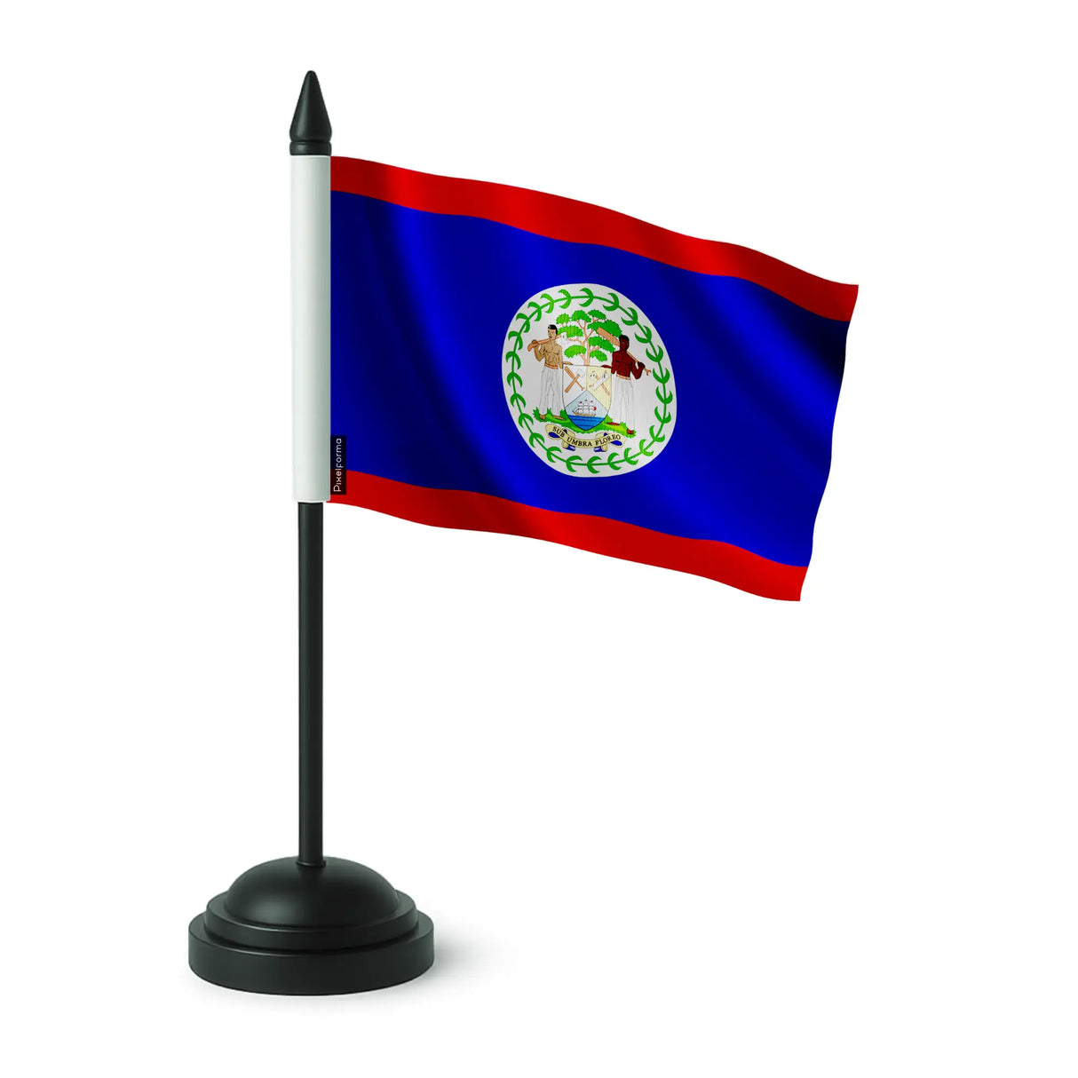 Drapeau de table belize polyester avec socle plastique noir