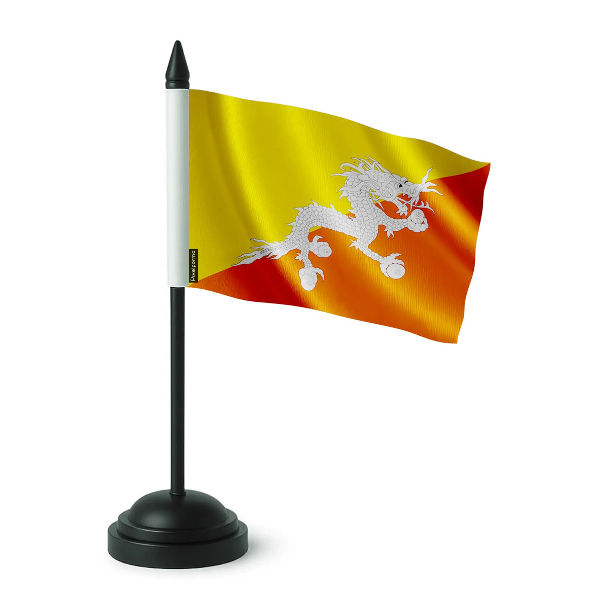 Drapeau de table bhoutan polyester socle plastique noir