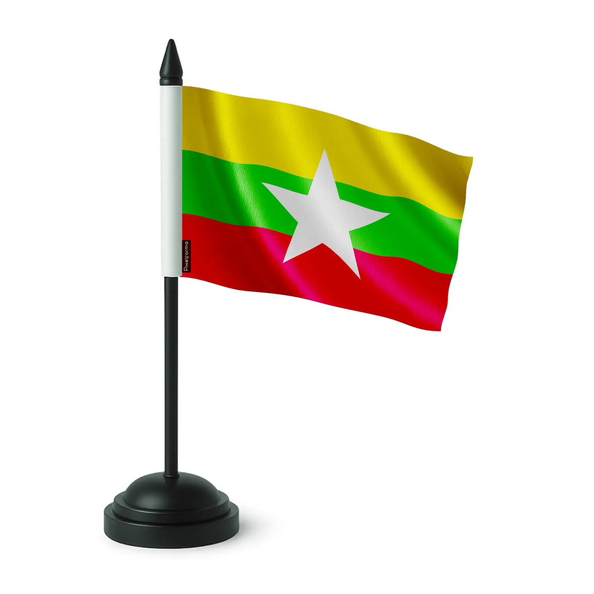 Drapeau de table birmanie polyester sur socle noir