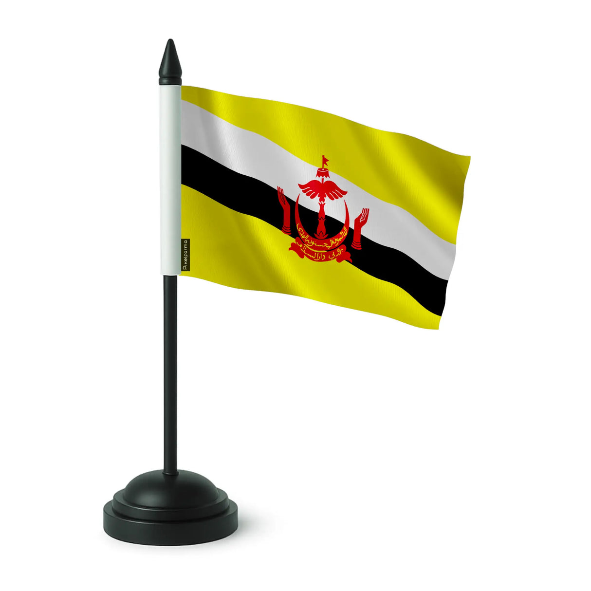 Drapeau de table brunei en polyester avec socle noir