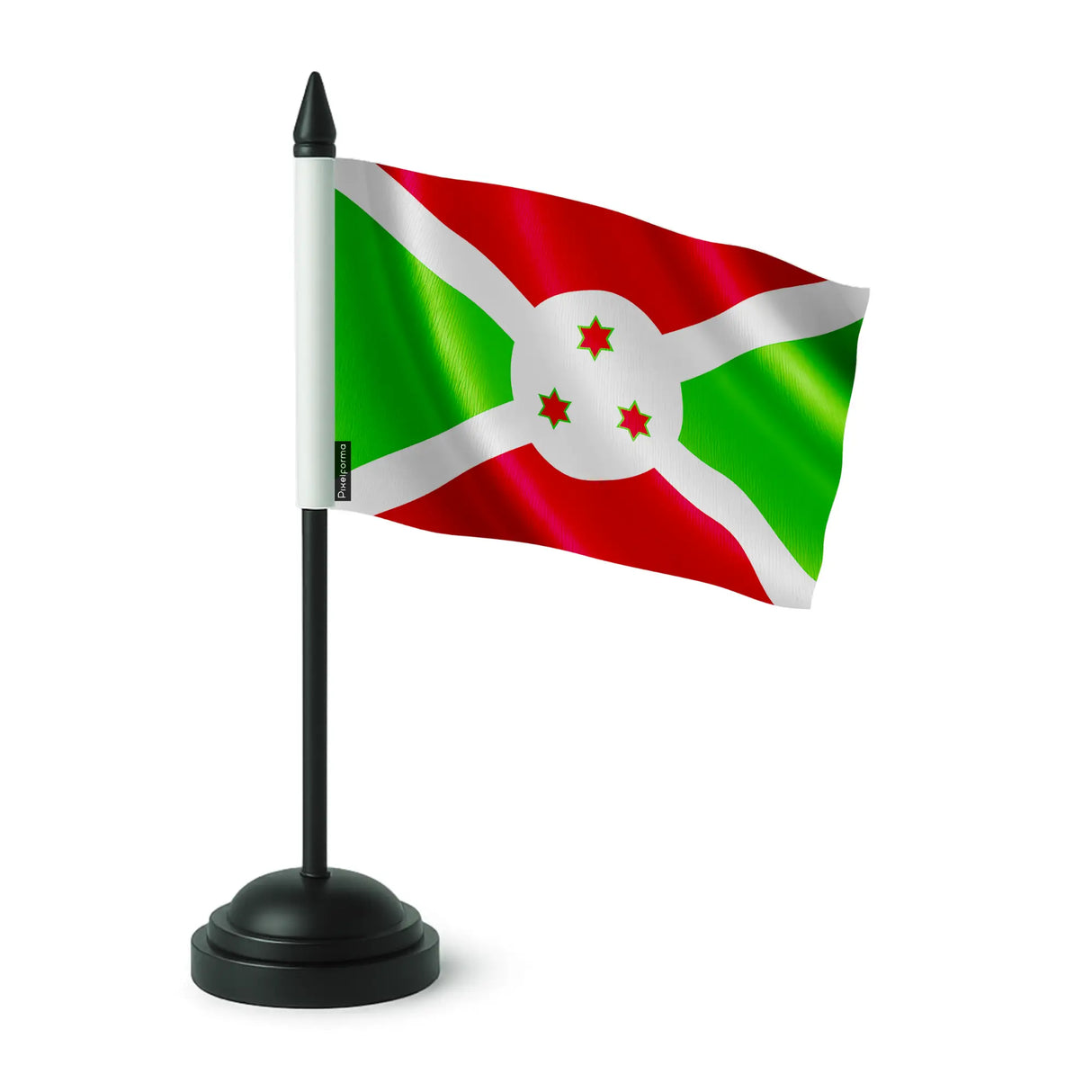 Drapeau de table burundi en polyester avec socle plastique noir
