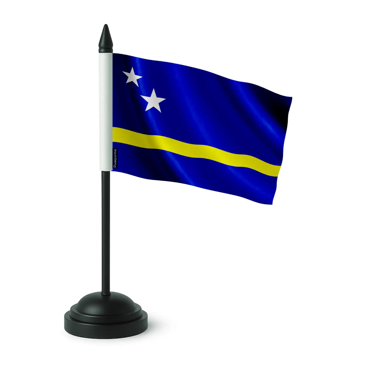 Drapeau de table curaçao polyester socle plastique noir