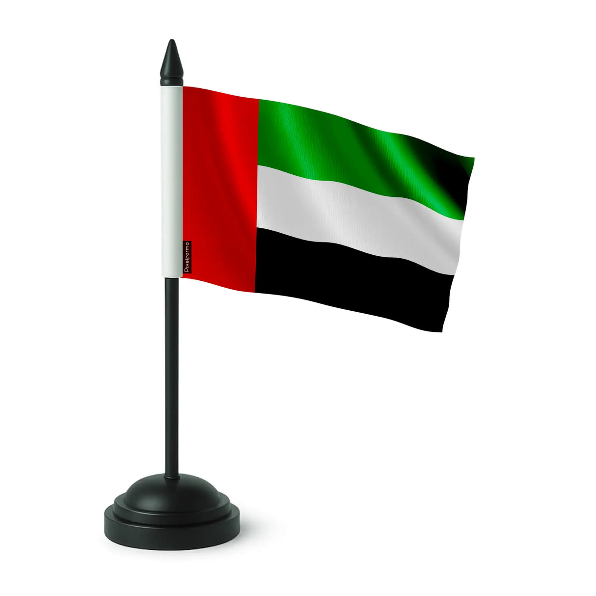 Drapeau de table émirats arabes unis polyester socle noir