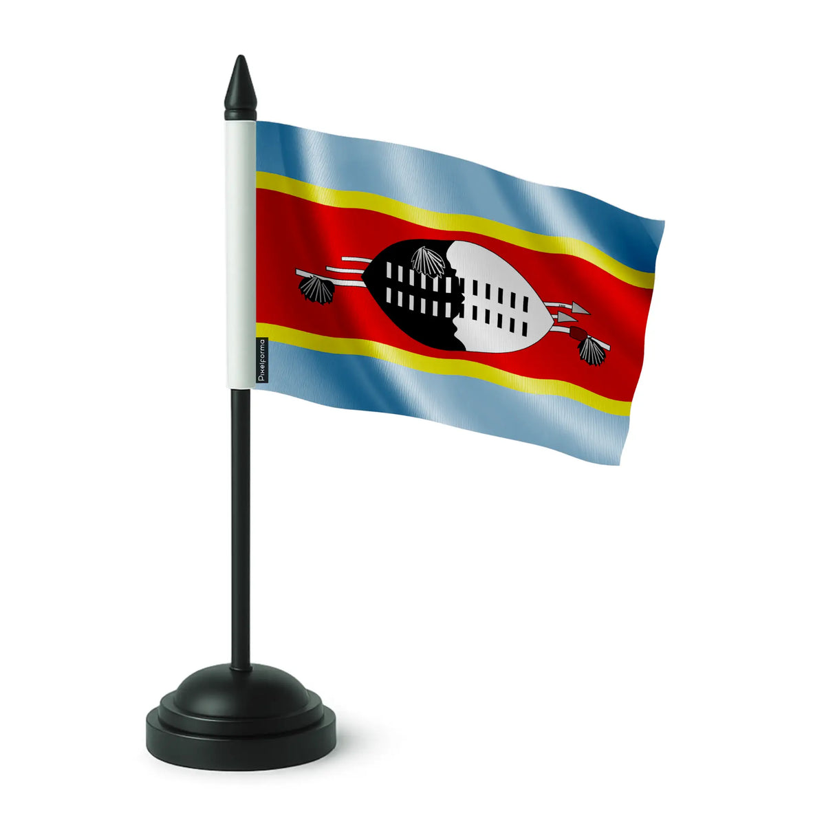 Drapeau de table eswatini polyester sur socle plastique noir